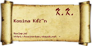 Kosina Kán névjegykártya